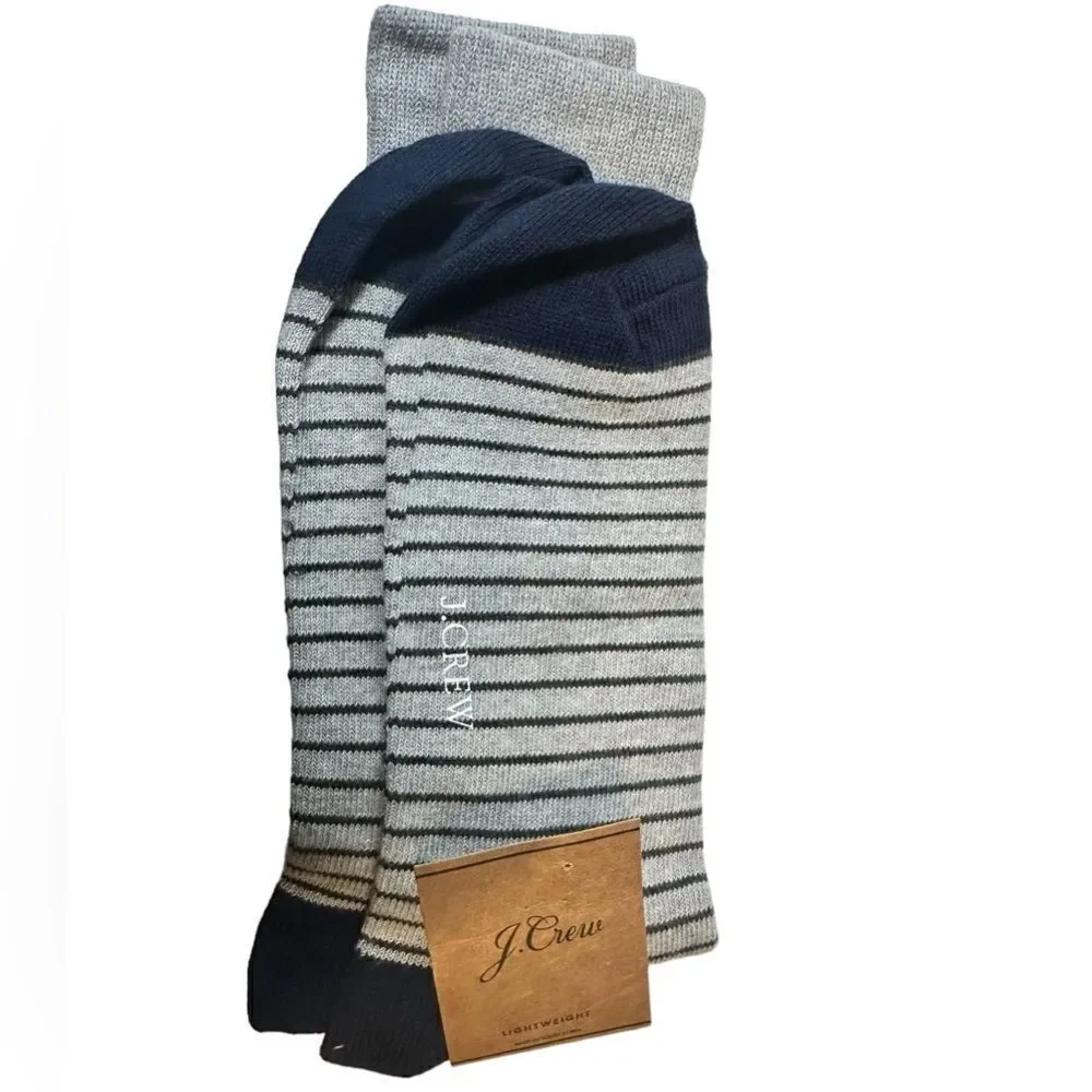 NWT J Crew Men’s Woven Boxer Shorts Blue White Stripe Medium- Dress Socks Stripe
